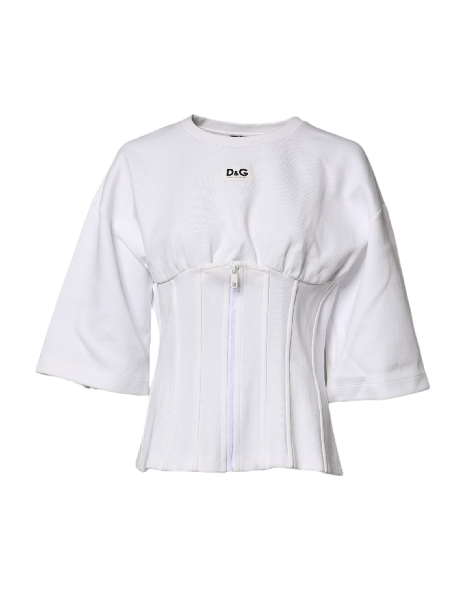 Dolce & Gabbana White Cotton Blend 3/4 Sleeves Blouse Top - RIMODA