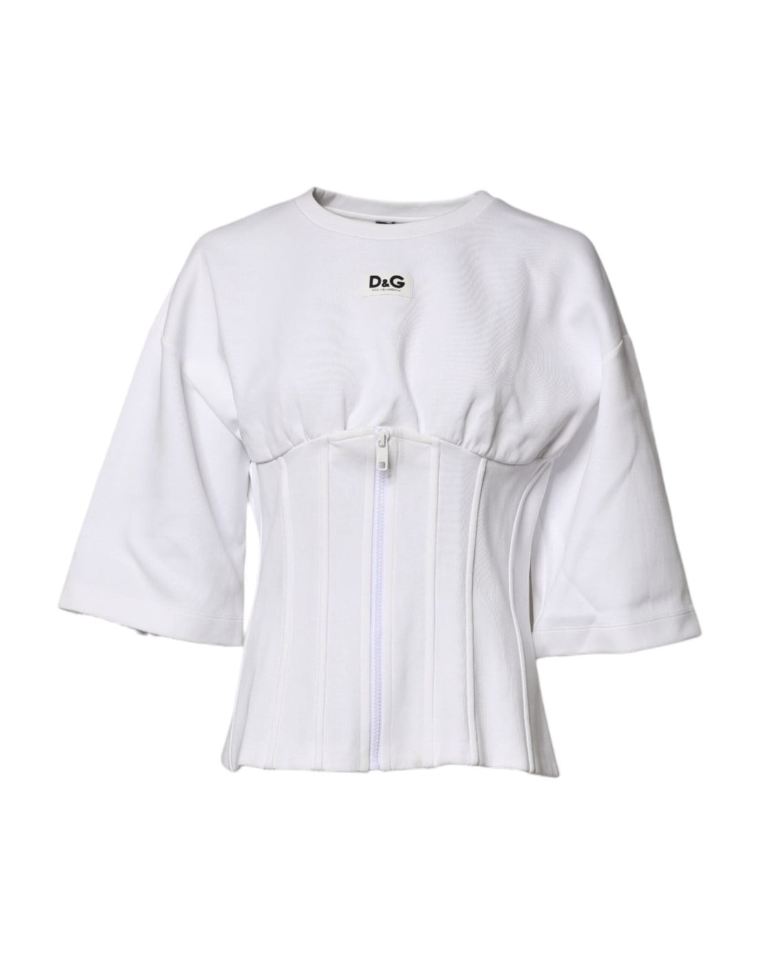 Dolce & Gabbana White Cotton Blend 3/4 Sleeves Blouse Top - RIMODA