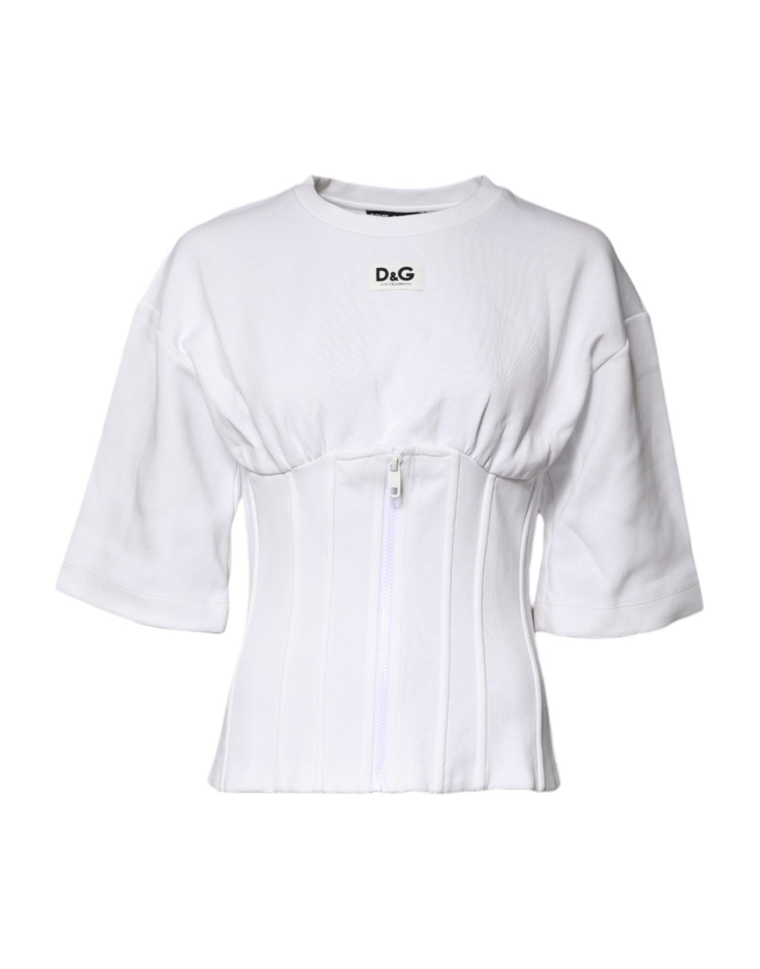 Dolce & Gabbana White Cotton Blend 3/4 Sleeves Blouse Top - RIMODA