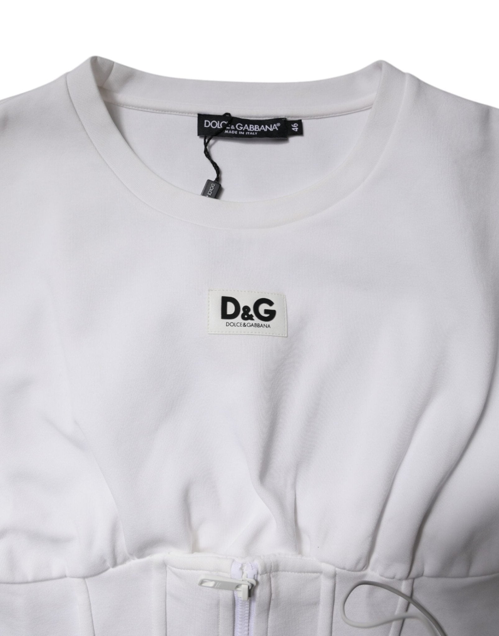 Dolce & Gabbana White Cotton Blend 3/4 Sleeves Blouse Top - RIMODA