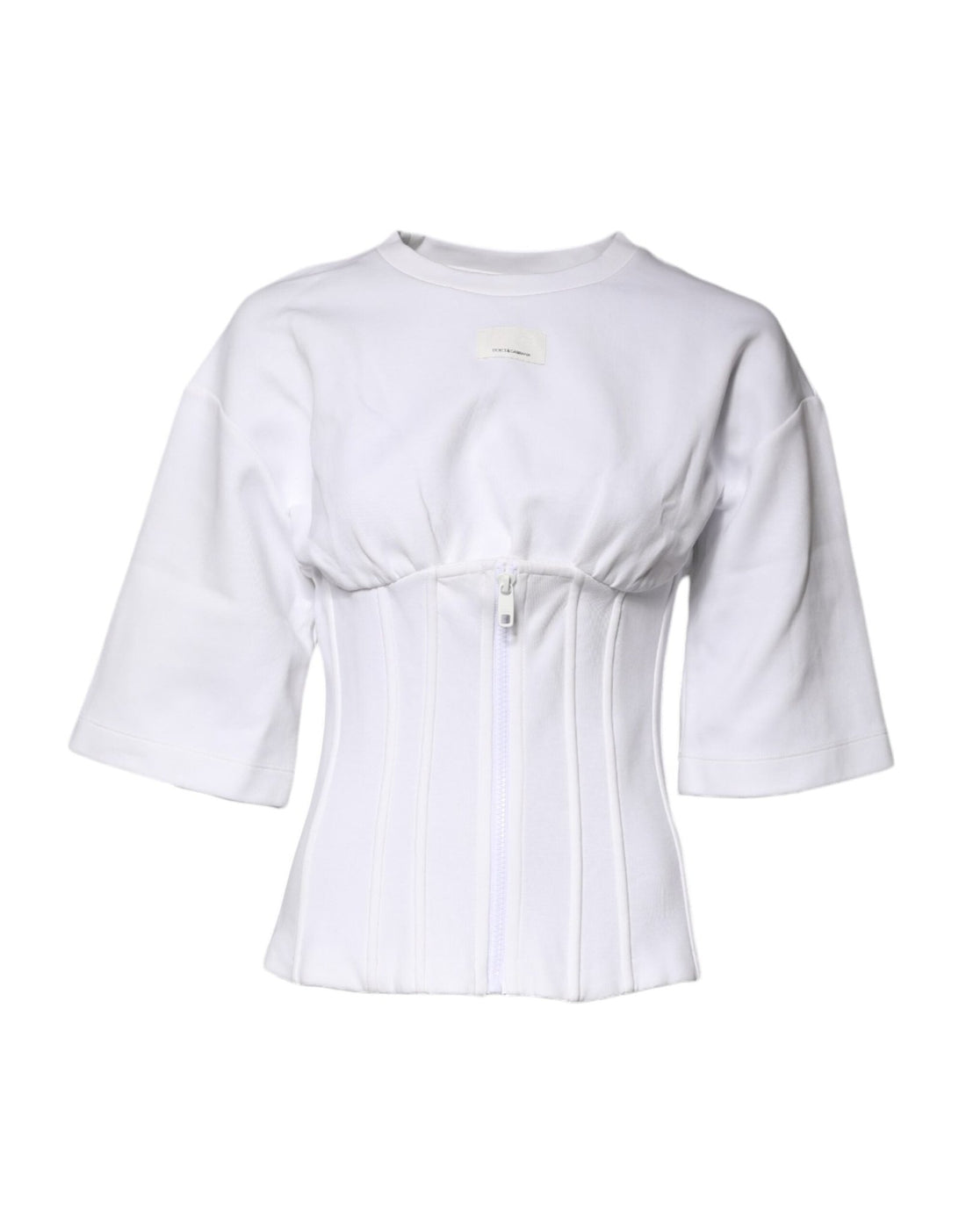 Dolce & Gabbana White Cotton Blend 3/4 Sleeves Blouse Top - RIMODA