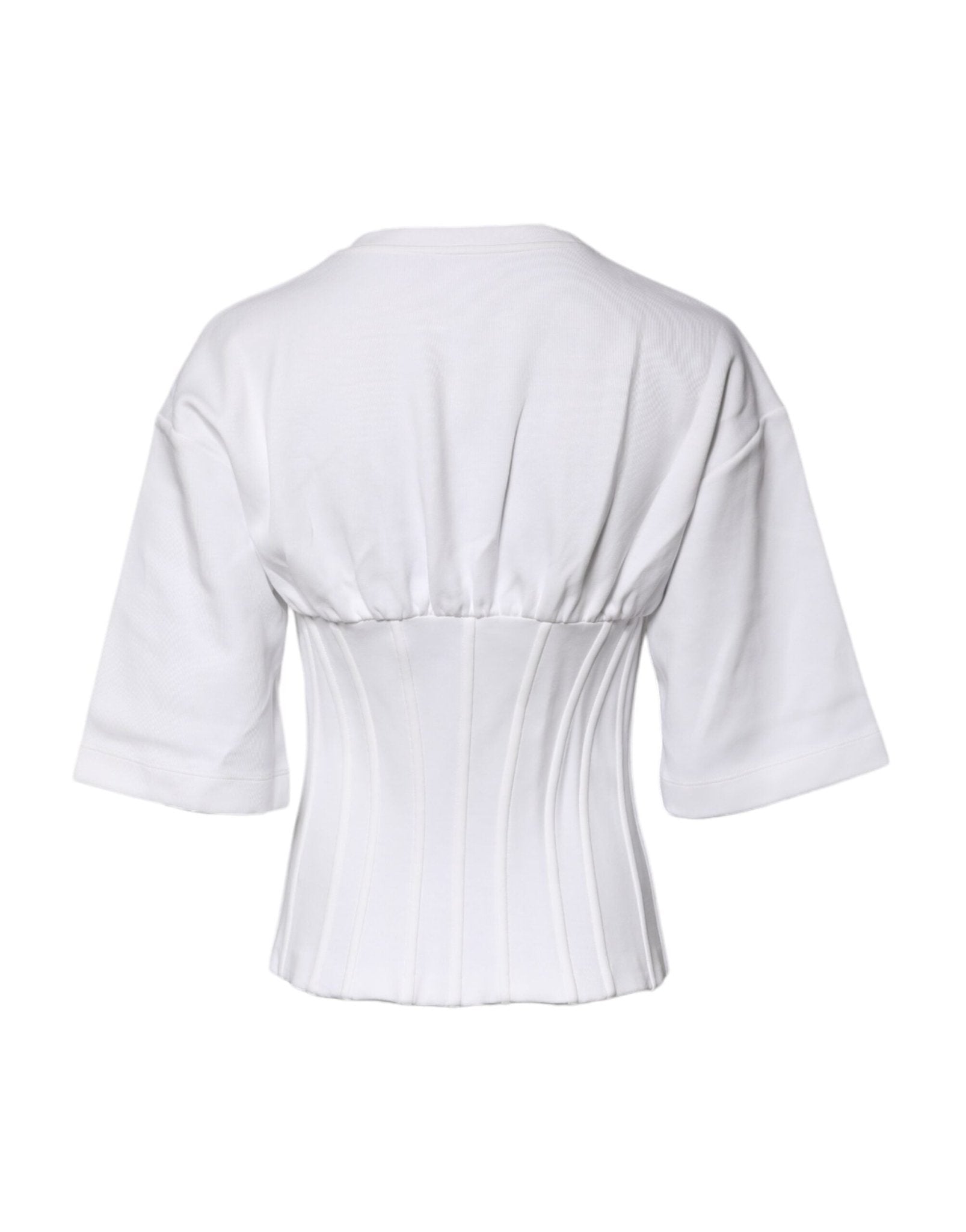 Dolce & Gabbana White Cotton Blend 3/4 Sleeves Blouse Top - RIMODA