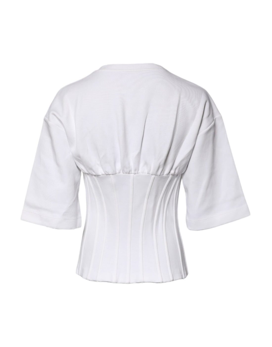 Dolce & Gabbana White Cotton Blend 3/4 Sleeves Blouse Top - RIMODA