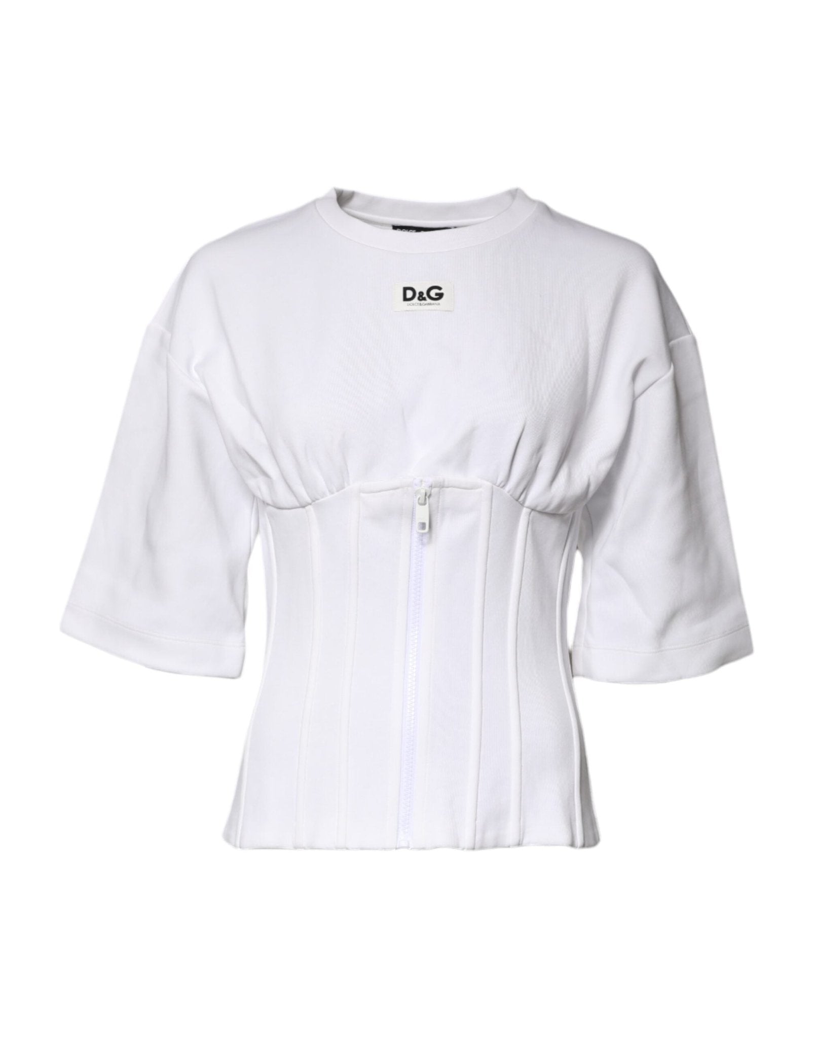 Dolce & Gabbana White Cotton Blend 3/4 Sleeves Blouse Top - RIMODA