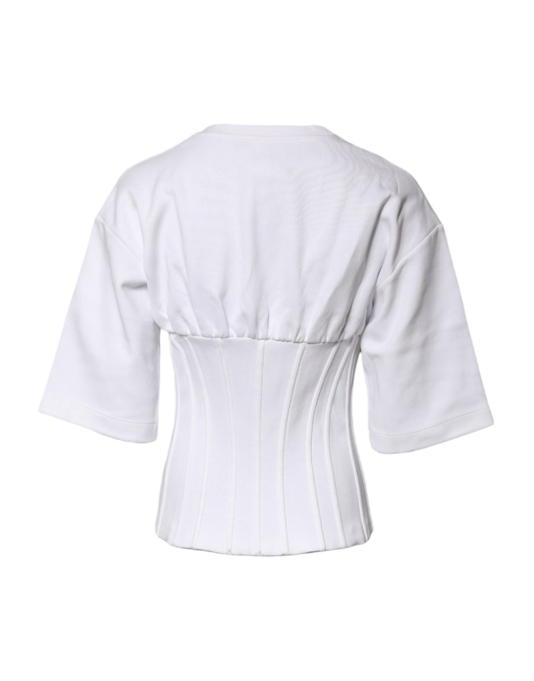Dolce & Gabbana White Cotton Blend 3/4 Sleeves Blouse Top - RIMODA