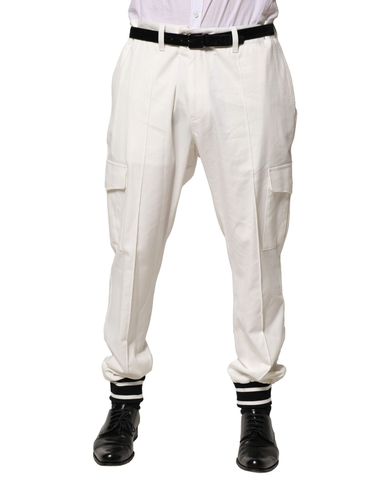 Dolce & Gabbana White Cotton Cargo Jogger Men Pants - RIMODA