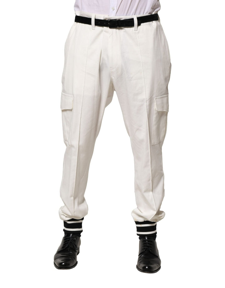 Dolce & Gabbana White Cotton Cargo Jogger Men Pants - RIMODA