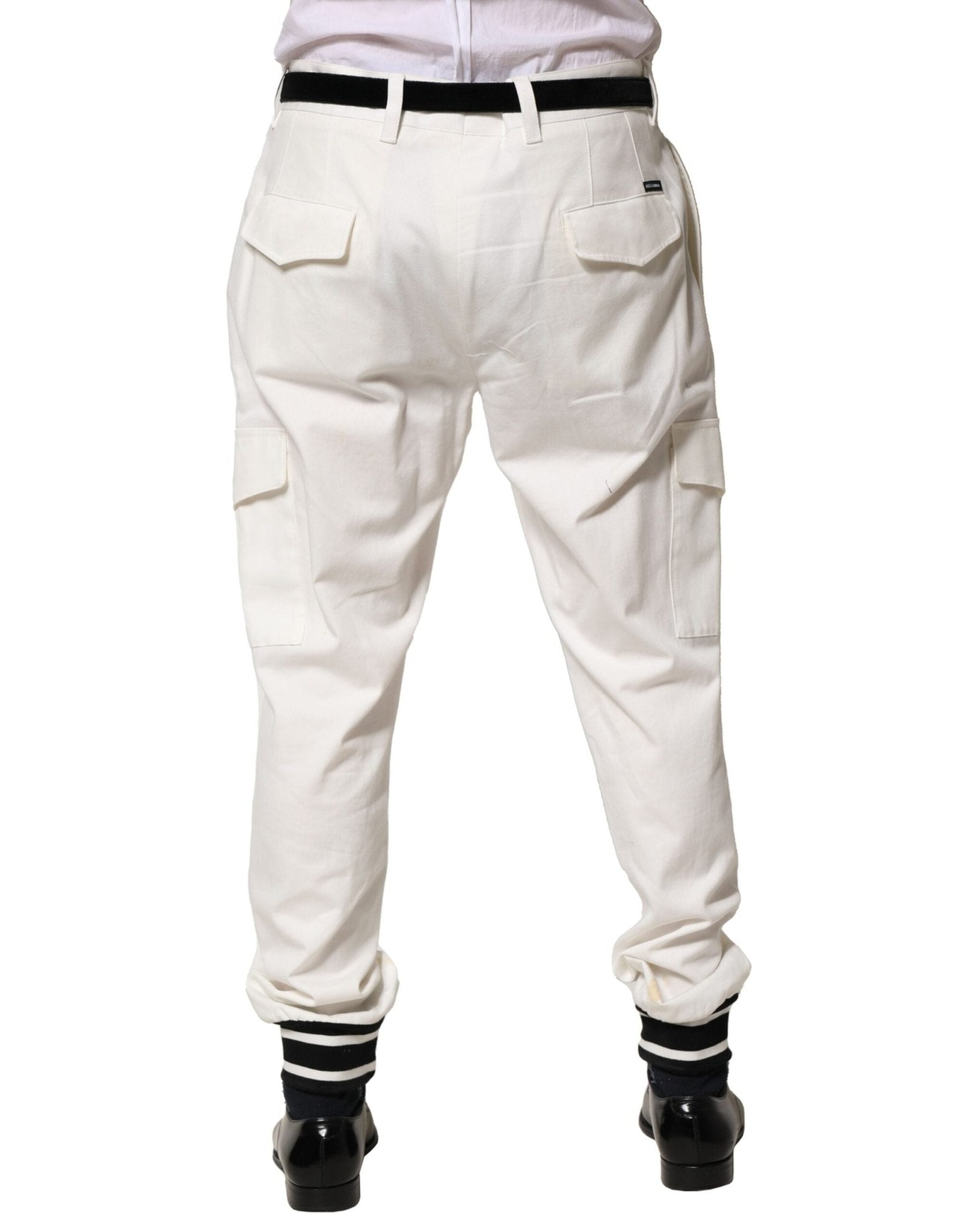 Dolce & Gabbana White Cotton Cargo Jogger Men Pants - RIMODA