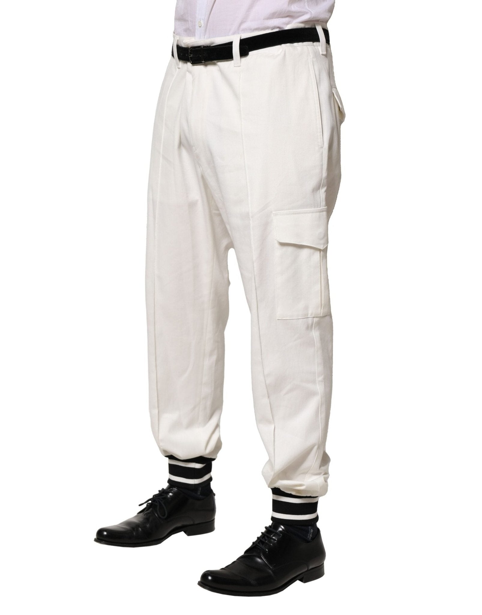 Dolce & Gabbana White Cotton Cargo Jogger Men Pants - RIMODA