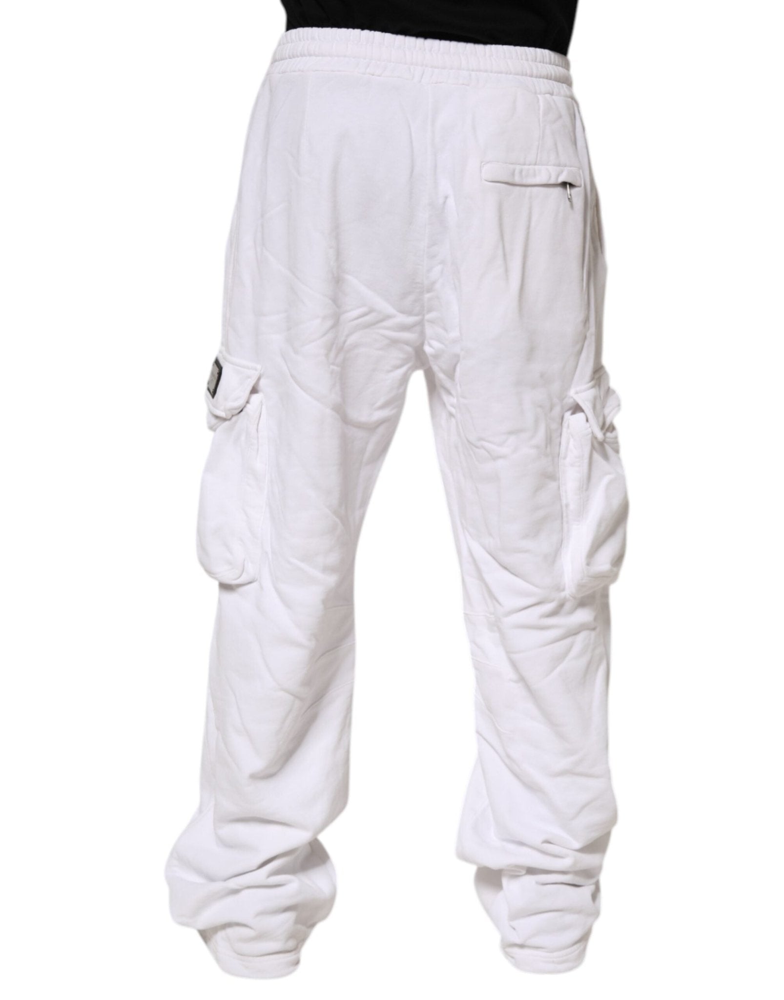 Dolce & Gabbana White Cotton Cargo Trousers Logo Patch Pants - RIMODA