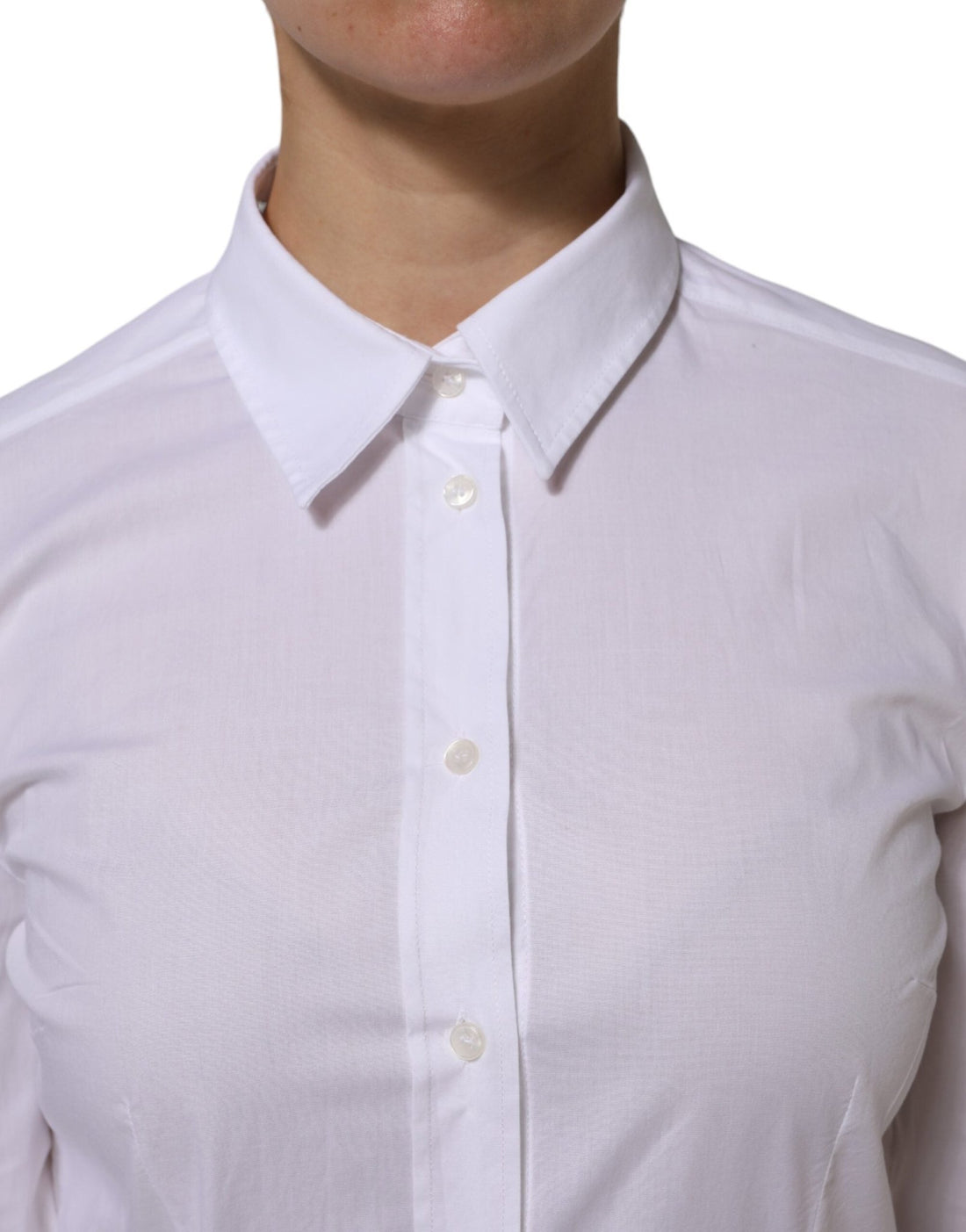 Dolce & Gabbana White Cotton Collared Buttoned Dress Shirt Top - RIMODA