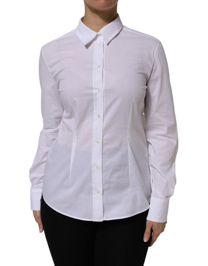 Dolce & Gabbana White Cotton Collared Buttoned Dress Shirt Top - RIMODA