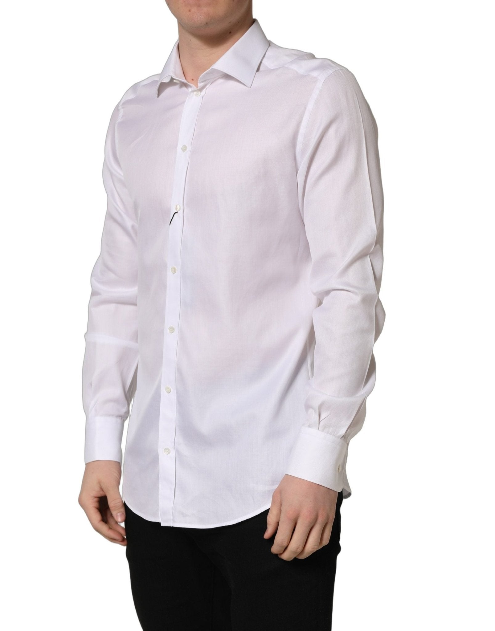 Dolce & Gabbana White Cotton Collared Dress Formal Men Shirt - RIMODA