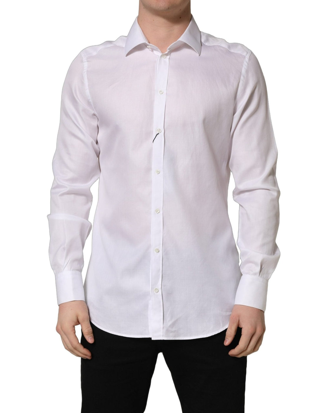 Dolce & Gabbana White Cotton Collared Dress Formal Men Shirt - RIMODA
