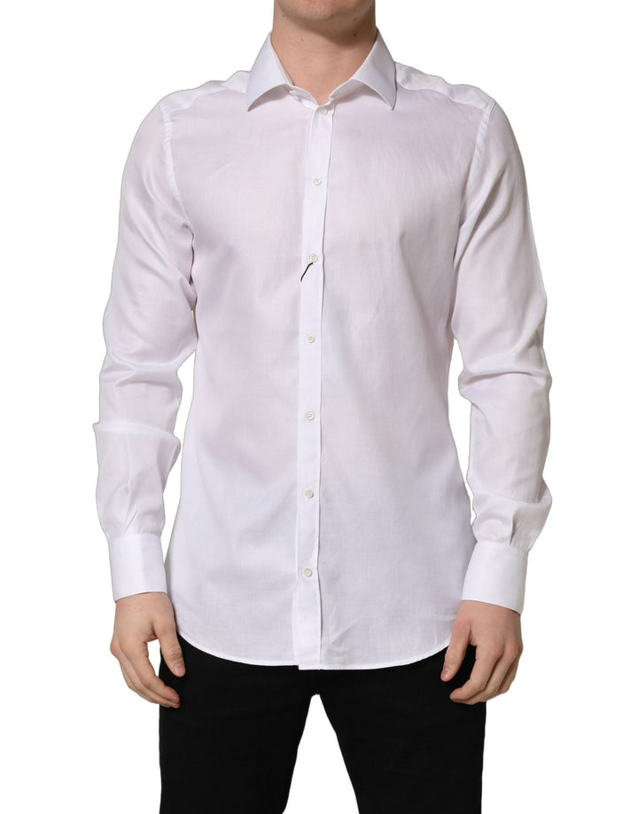 Dolce & Gabbana White Cotton Collared Dress Formal Men Shirt - RIMODA