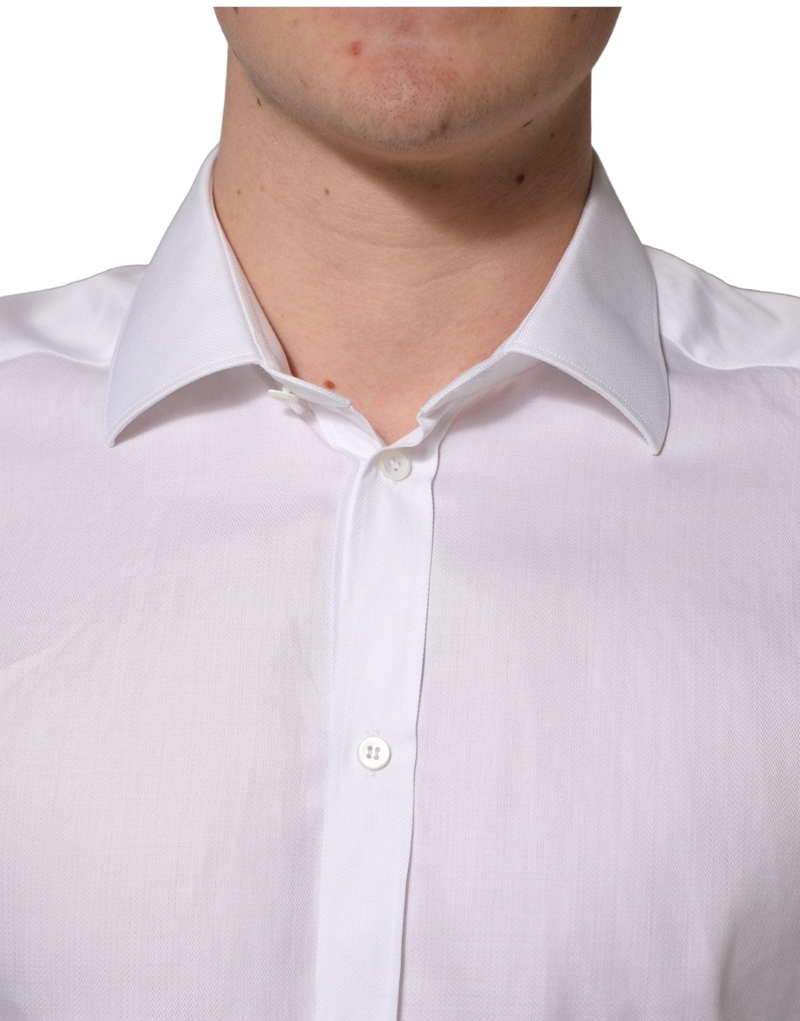 Dolce & Gabbana White Cotton Collared Dress Formal Men Shirt - RIMODA
