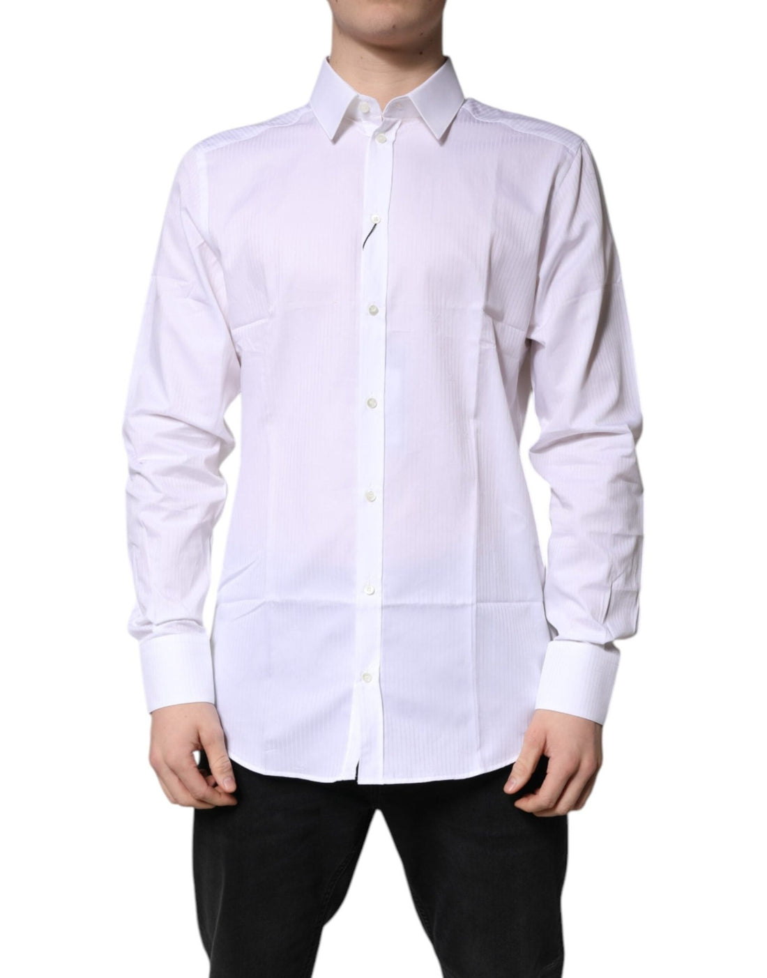 Dolce & Gabbana White Cotton Collared GOLD Dress Formal Shirt - RIMODA
