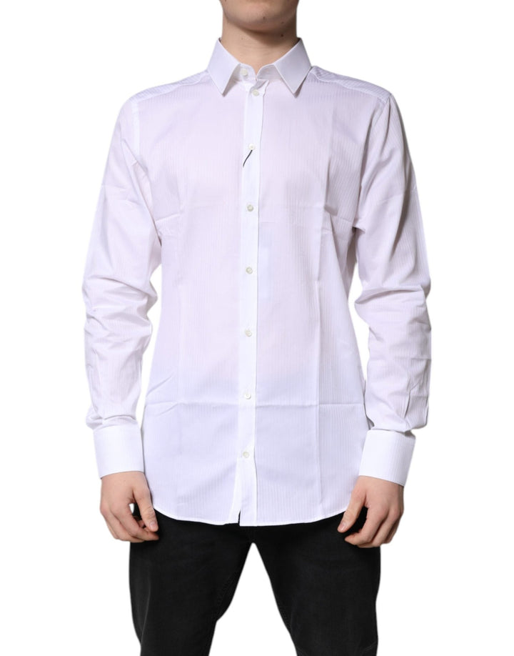 Dolce & Gabbana White Cotton Collared GOLD Dress Formal Shirt - RIMODA