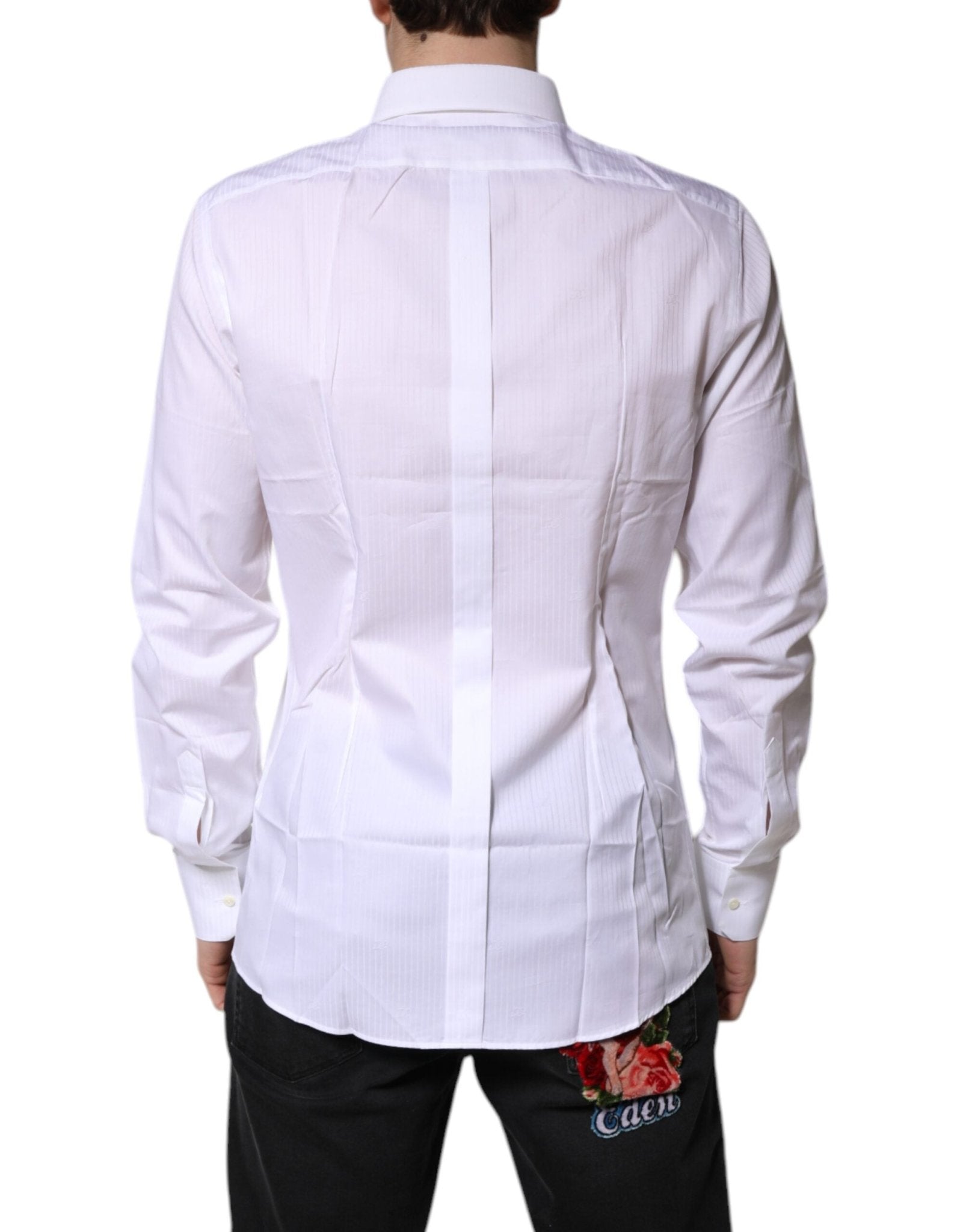 Dolce & Gabbana White Cotton Collared GOLD Dress Formal Shirt - RIMODA