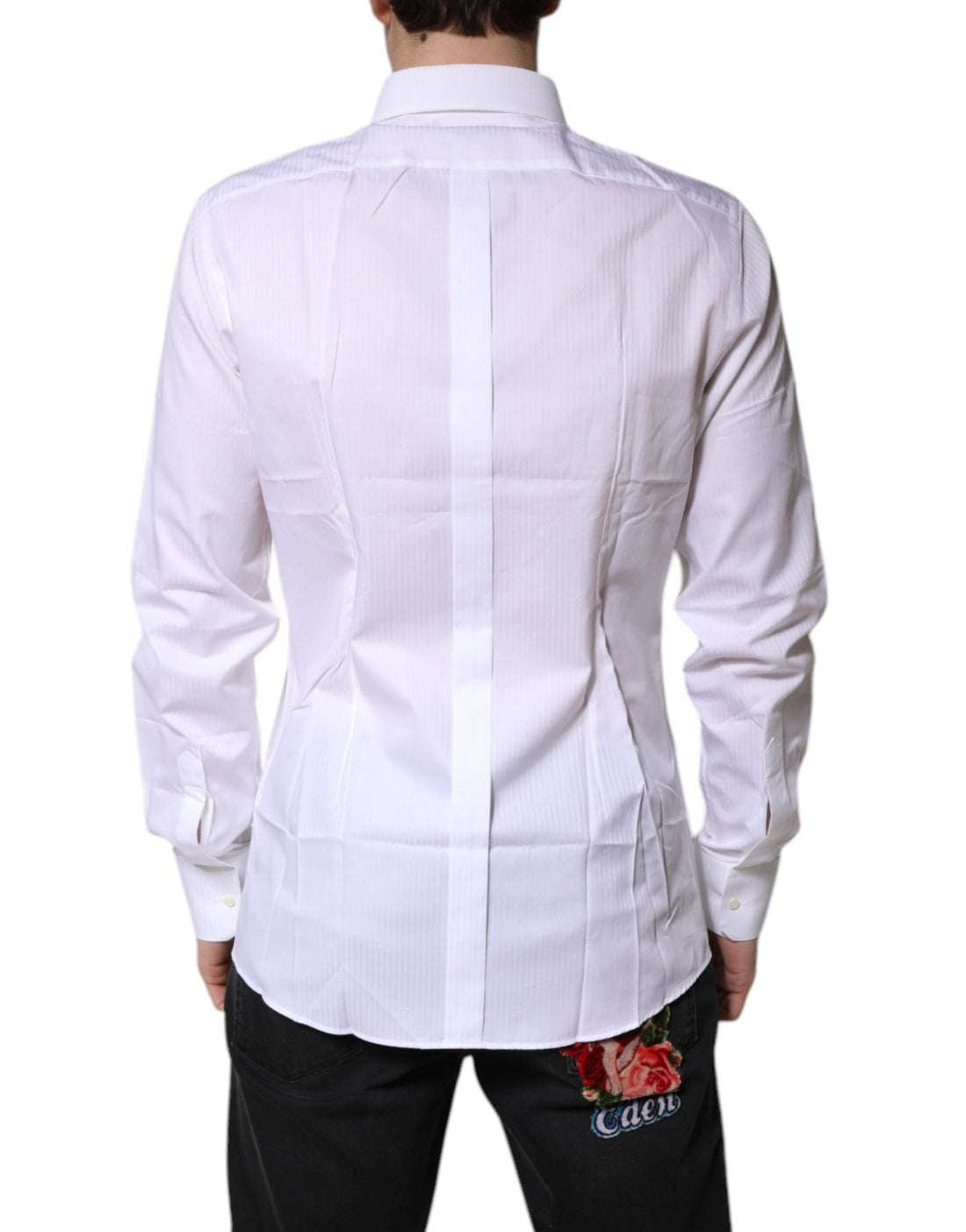 Dolce & Gabbana White Cotton Collared GOLD Dress Formal Shirt - RIMODA