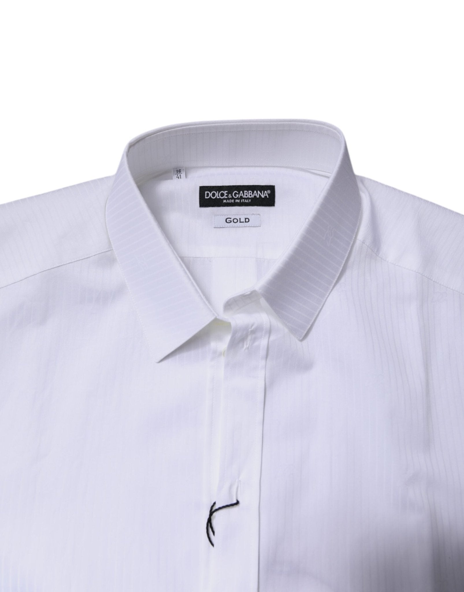 Dolce & Gabbana White Cotton Collared GOLD Dress Formal Shirt - RIMODA