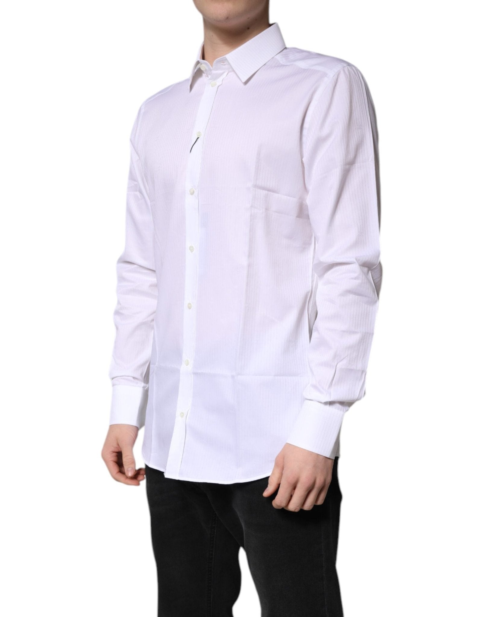 Dolce & Gabbana White Cotton Collared GOLD Dress Formal Shirt - RIMODA