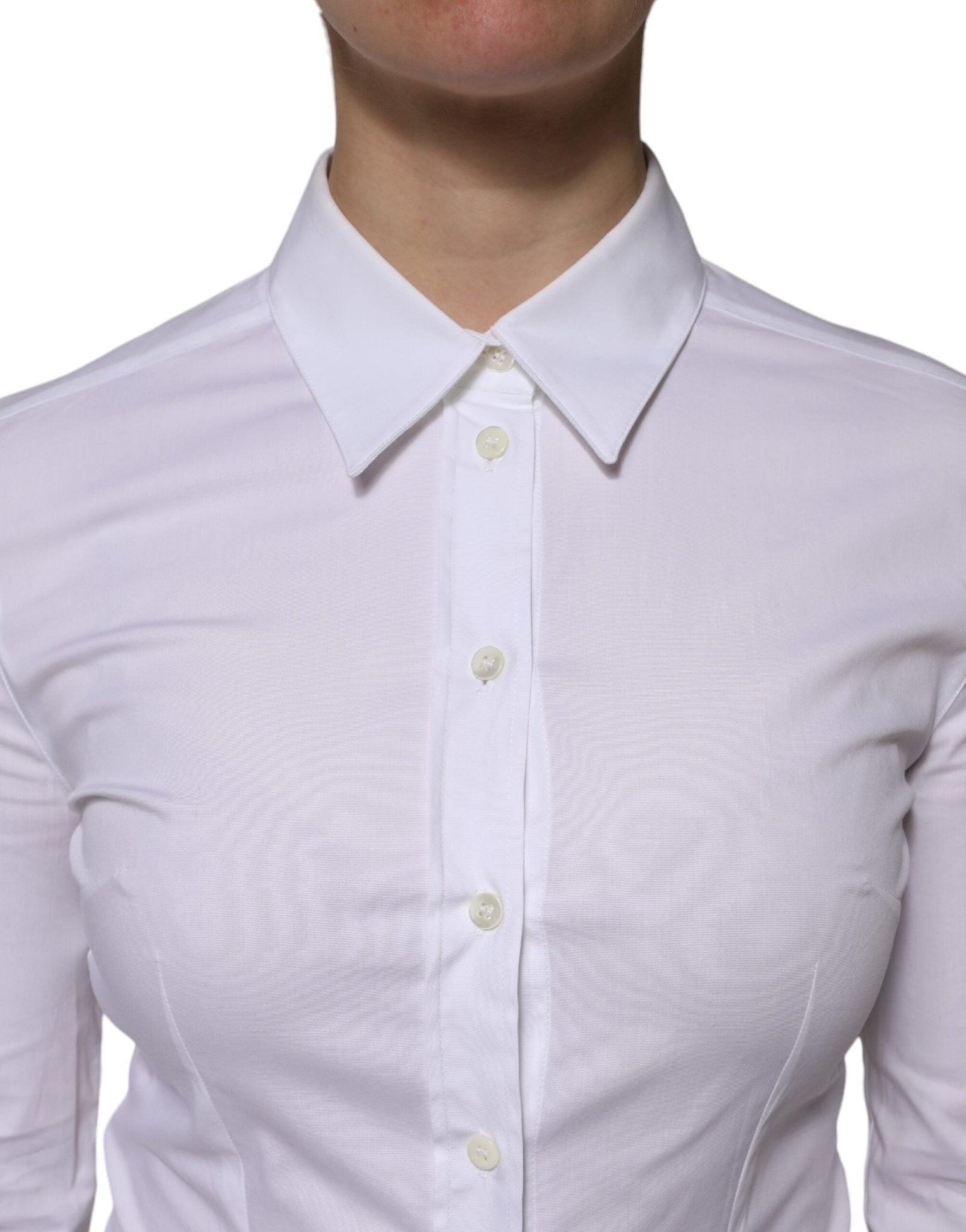 Dolce & Gabbana White Cotton Collared Long Sleeves Blouse Top - RIMODA