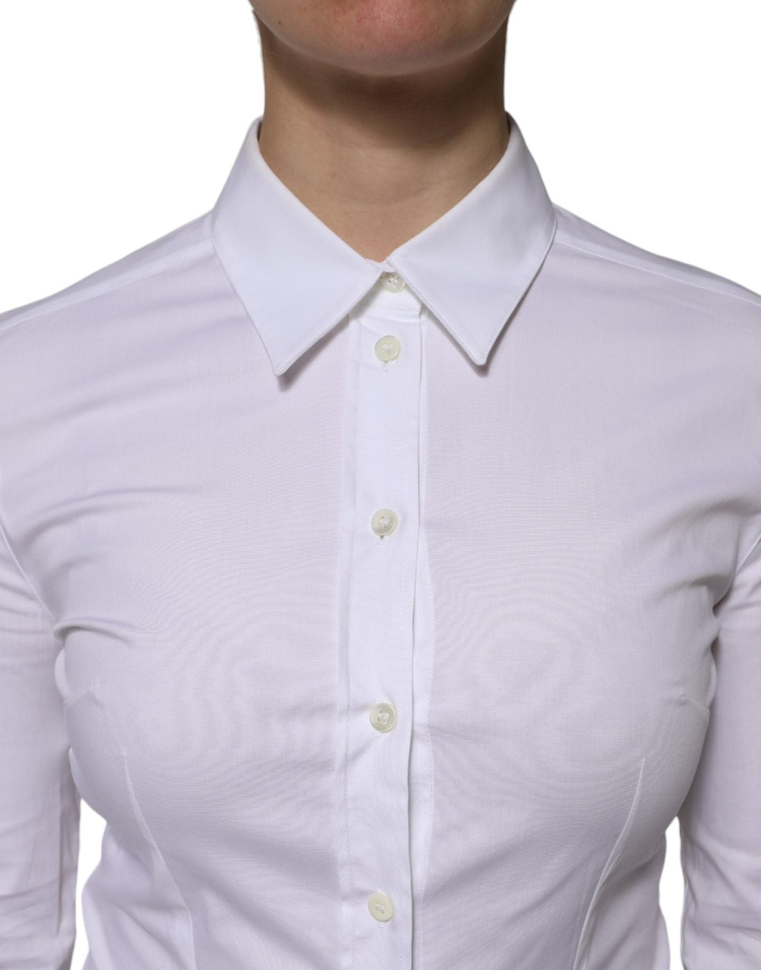 Dolce & Gabbana White Cotton Collared Long Sleeves Blouse Top - RIMODA