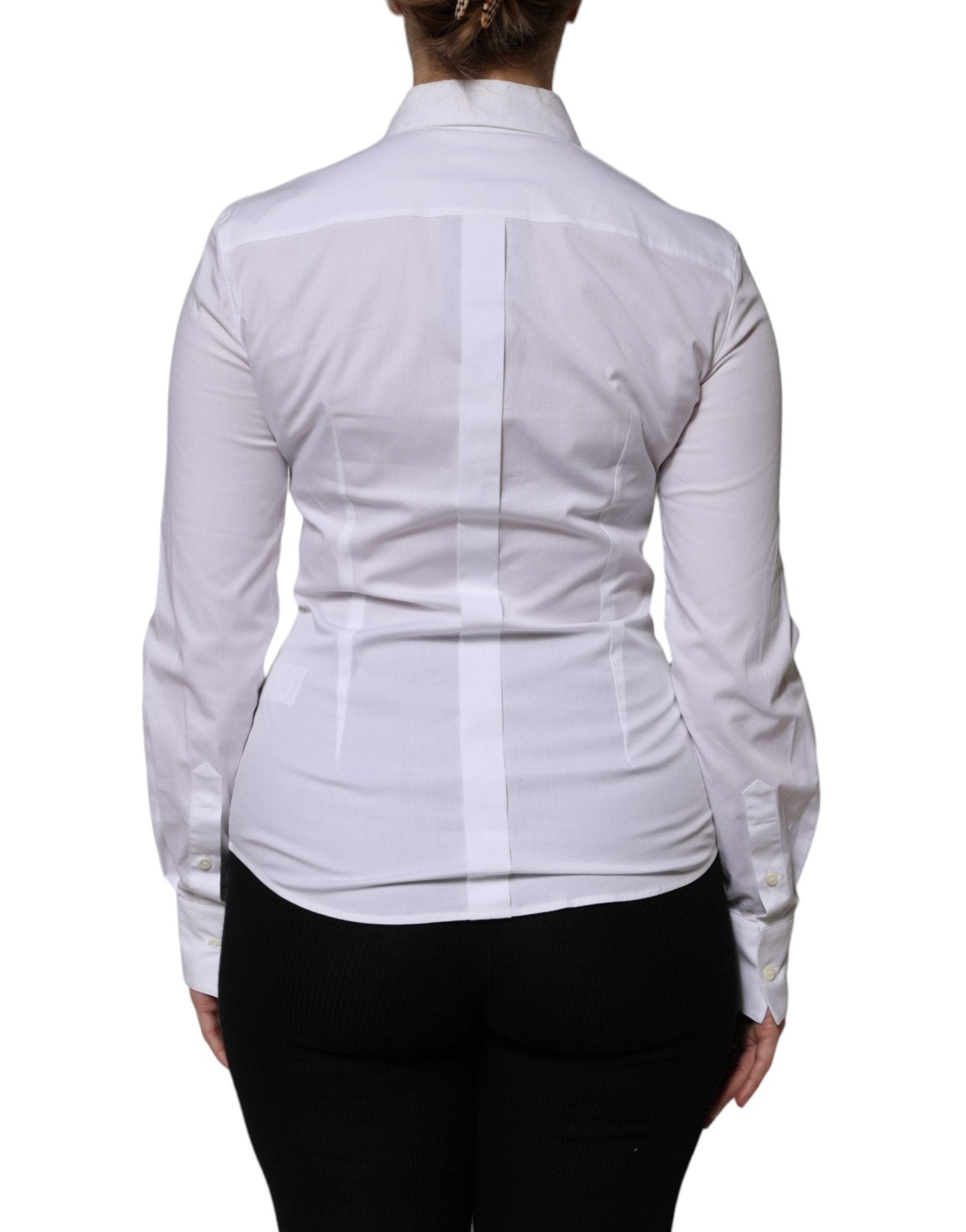 Dolce & Gabbana White Cotton Collared Long Sleeves Blouse Top - RIMODA