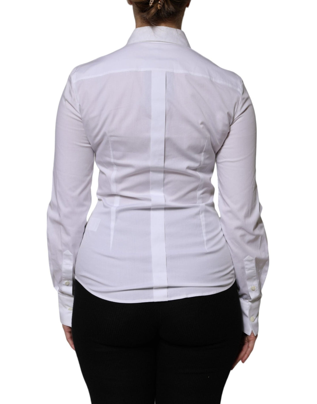 Dolce & Gabbana White Cotton Collared Long Sleeves Blouse Top - RIMODA