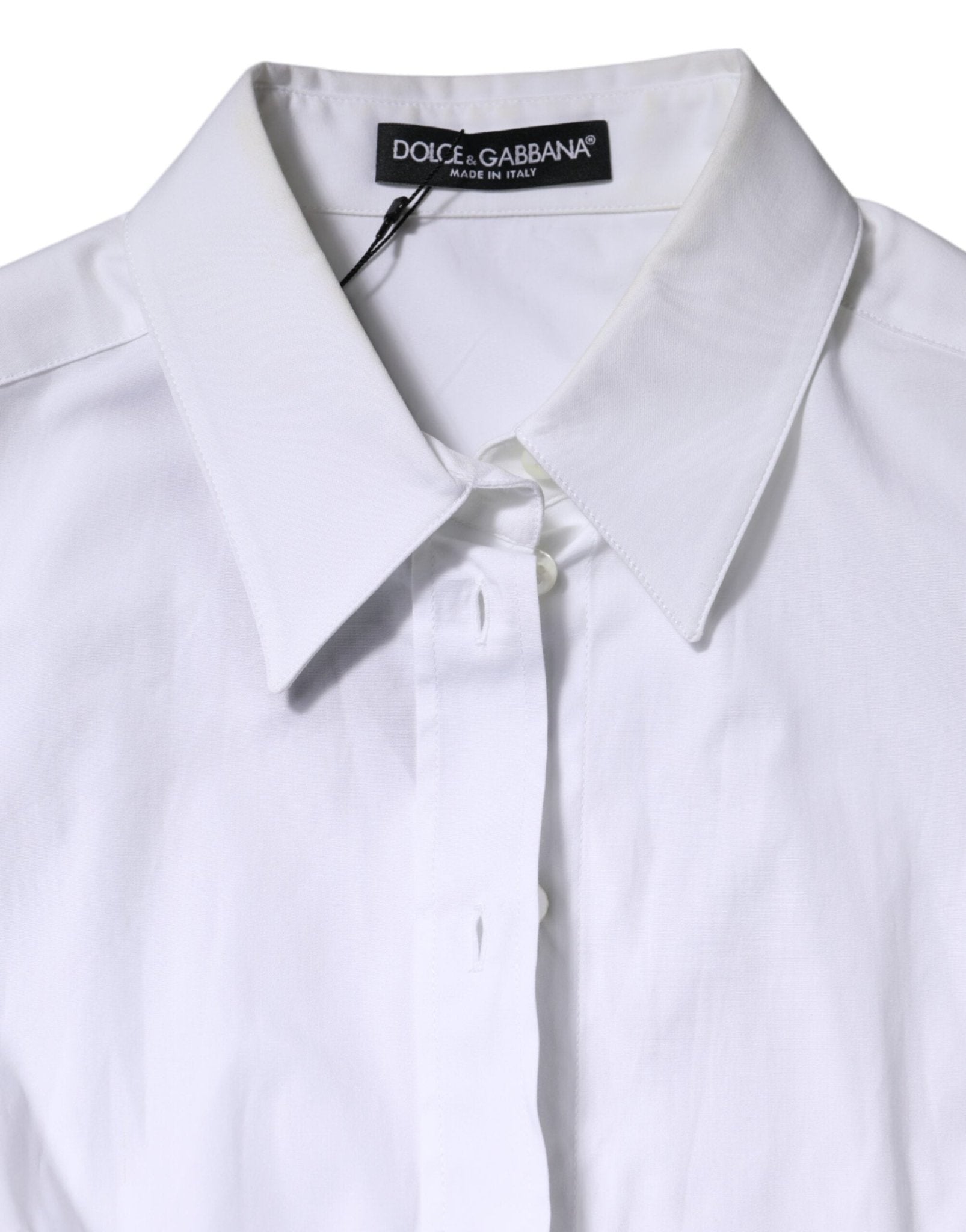 Dolce & Gabbana White Cotton Collared Long Sleeves Blouse Top - RIMODA