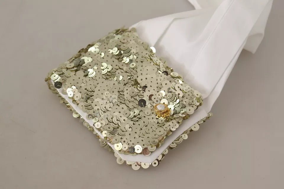Dolce & Gabbana White Cotton Collared Long Sleeves Sequin Top Shirt - RIMODA