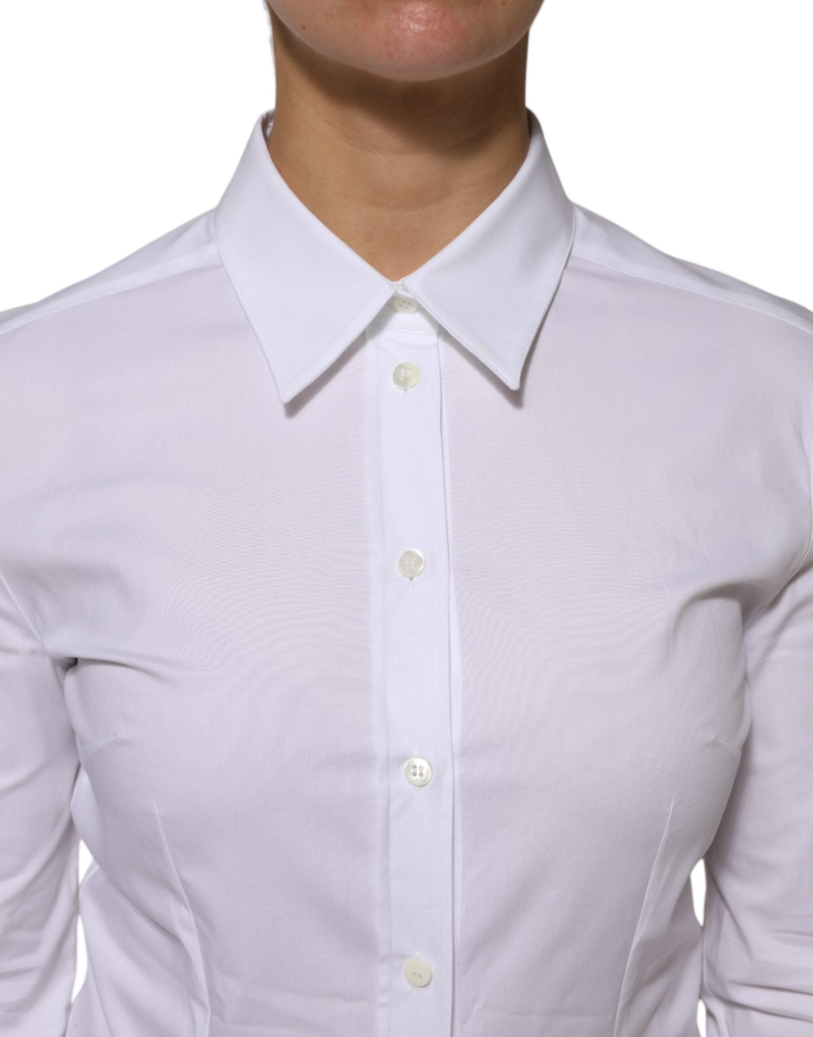Dolce & Gabbana White Cotton Collared Long Sleeves Shirt Top - RIMODA