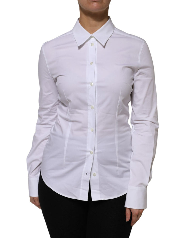 Dolce & Gabbana White Cotton Collared Long Sleeves Shirt Top - RIMODA
