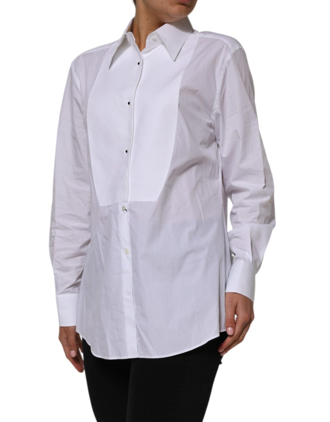 Dolce & Gabbana White Cotton Collared Long Sleeves Shirt Top - RIMODA