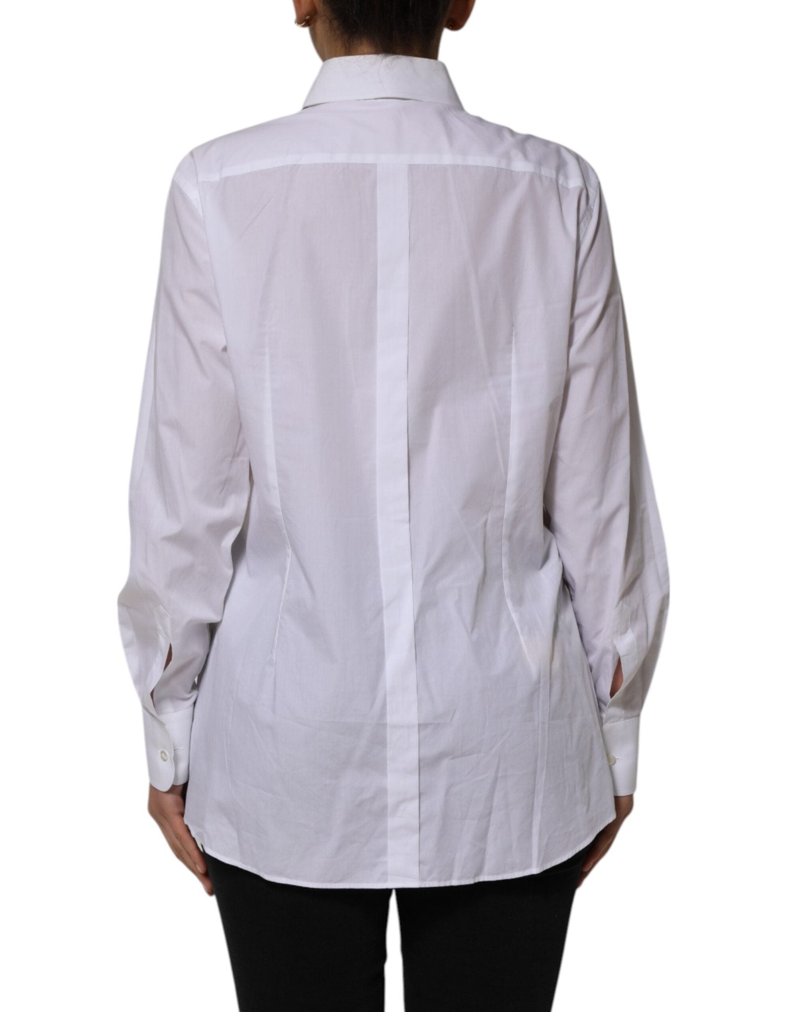 Dolce & Gabbana White Cotton Collared Long Sleeves Shirt Top - RIMODA