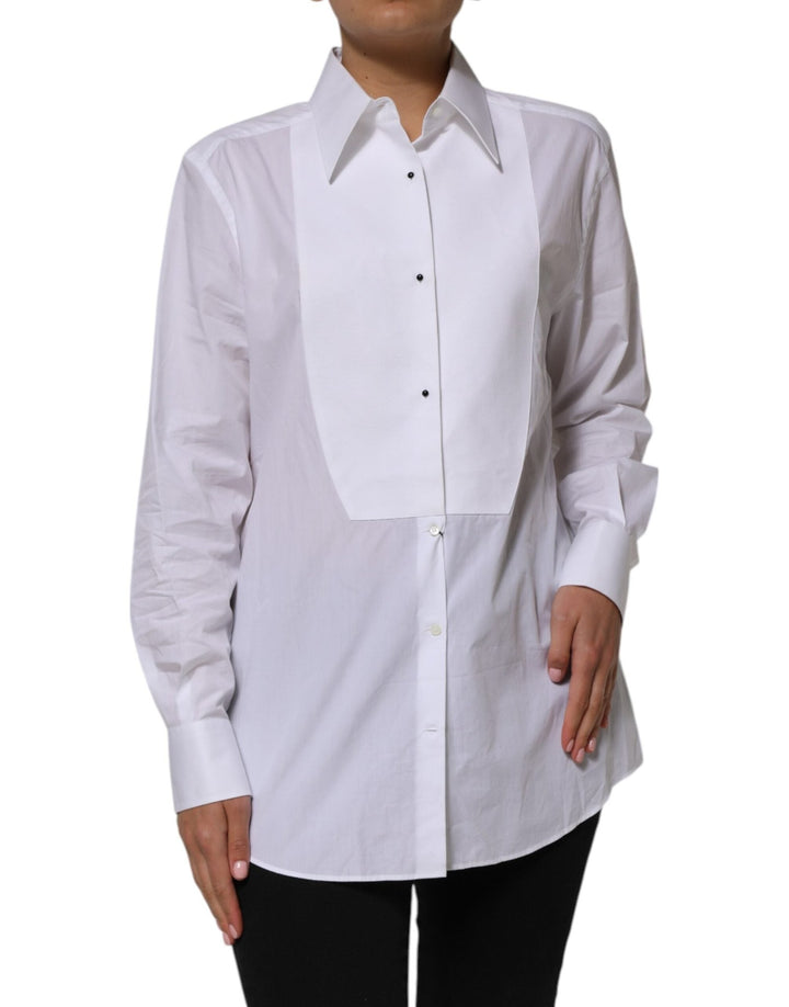 Dolce & Gabbana White Cotton Collared Long Sleeves Shirt Top - RIMODA