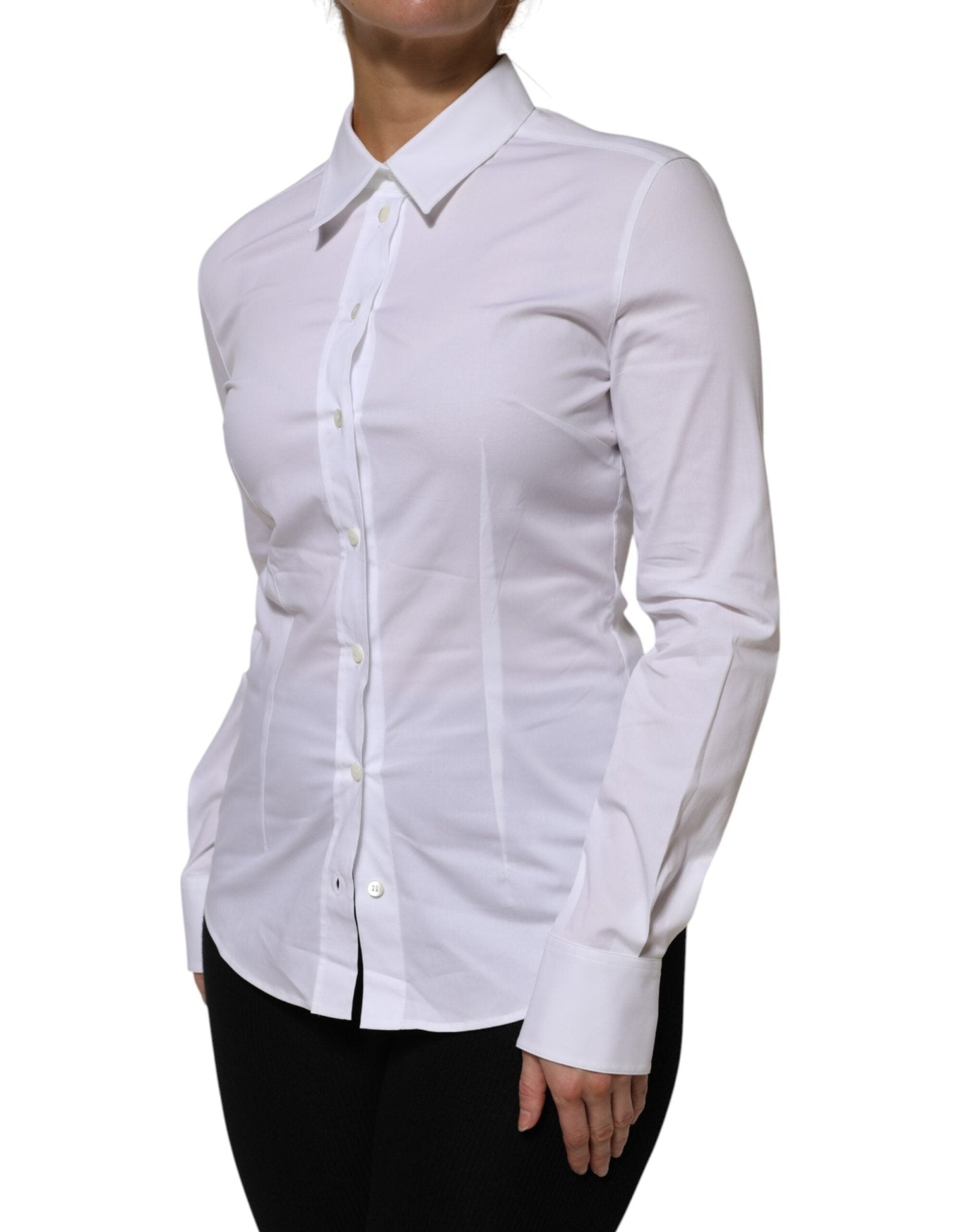 Dolce & Gabbana White Cotton Collared Long Sleeves Shirt Top - RIMODA