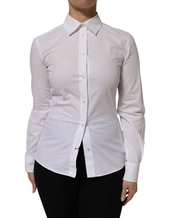 Dolce & Gabbana White Cotton Collared Long Sleeves Top Shirt - RIMODA