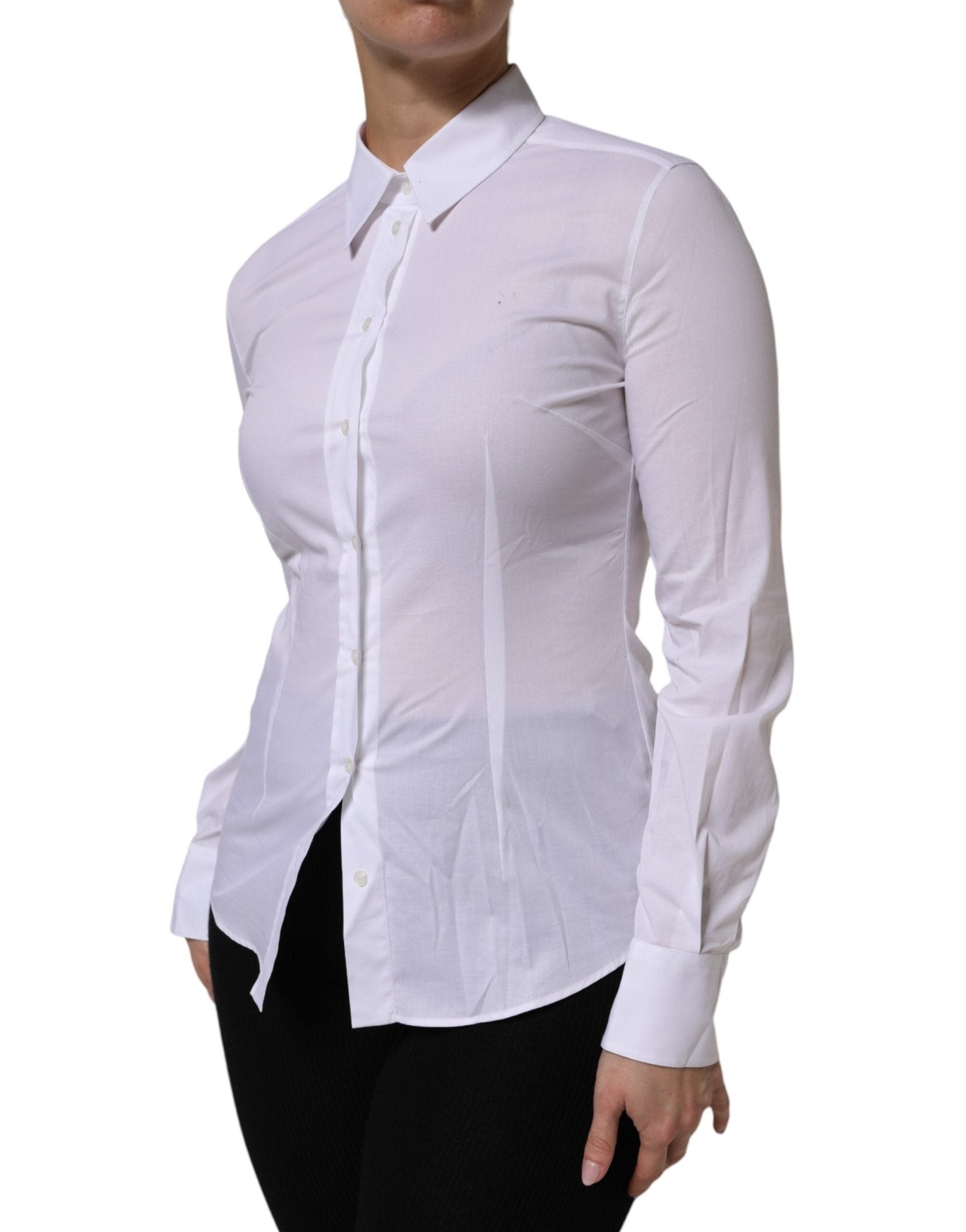 Dolce & Gabbana White Cotton Collared Long Sleeves Top Shirt - RIMODA