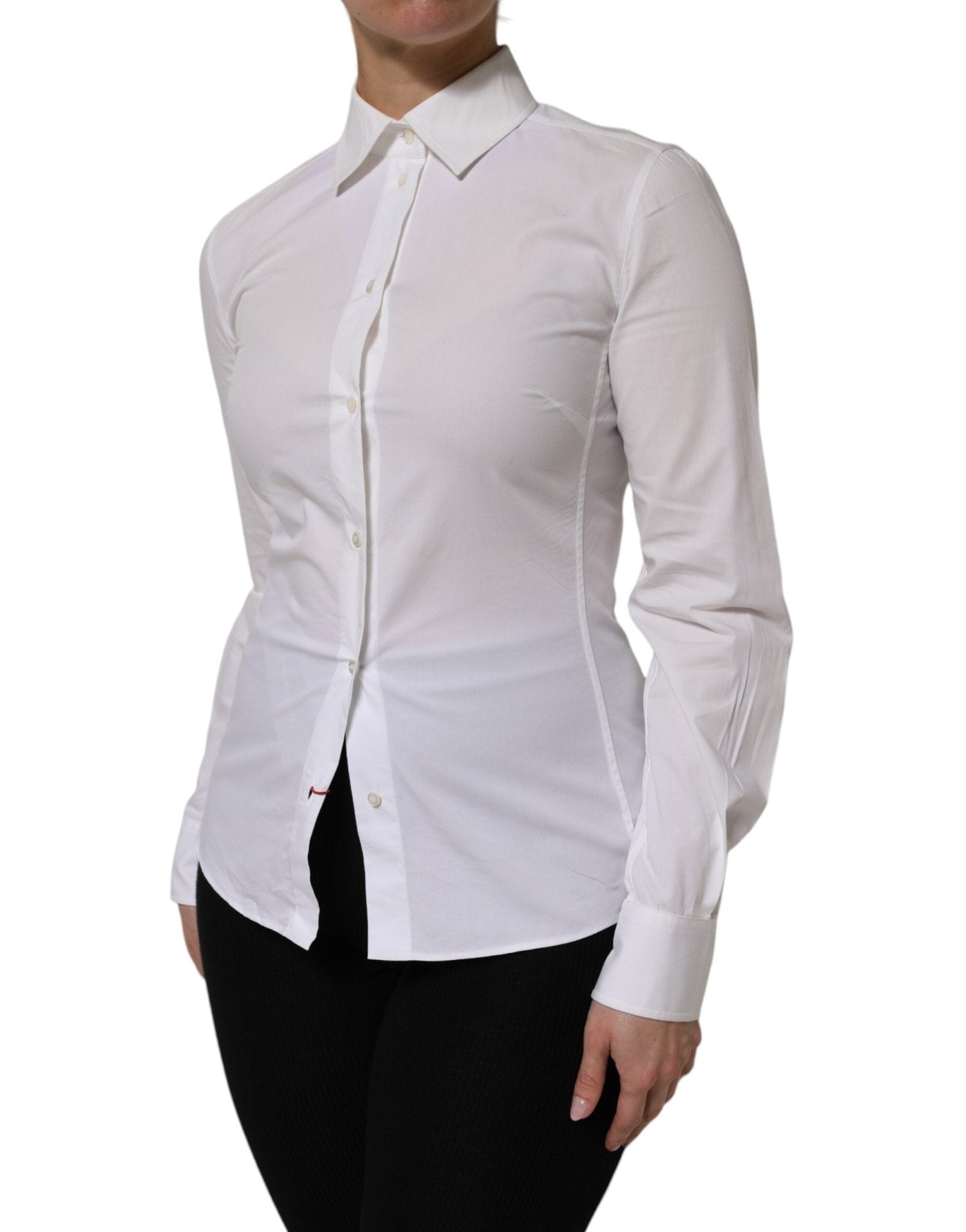 Dolce & Gabbana White Cotton Collared Long Sleeves Top Shirt - RIMODA