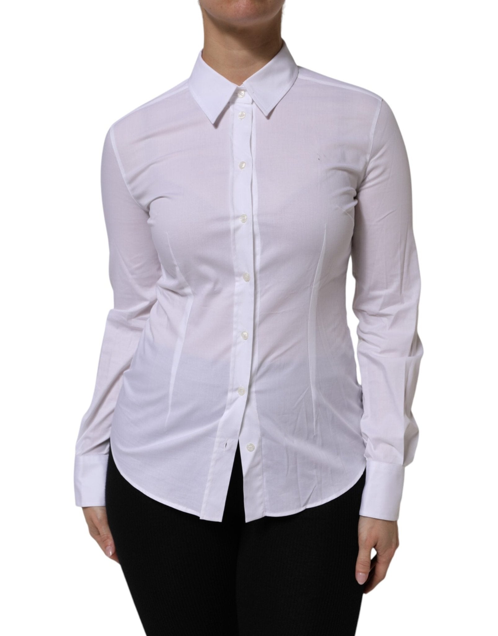 Dolce & Gabbana White Cotton Collared Long Sleeves Top Shirt - RIMODA