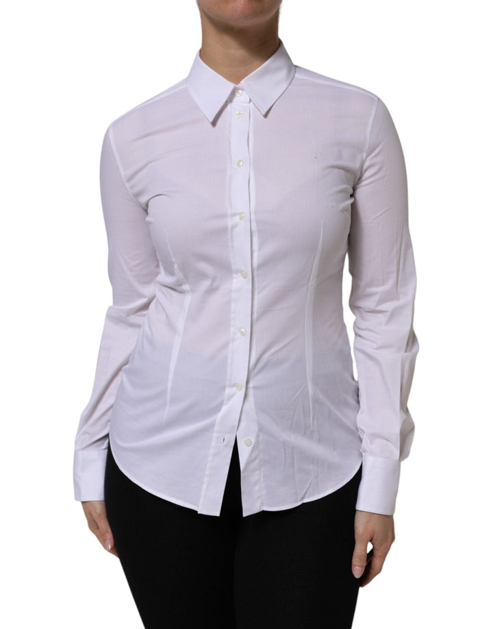 Dolce & Gabbana White Cotton Collared Long Sleeves Top Shirt - RIMODA