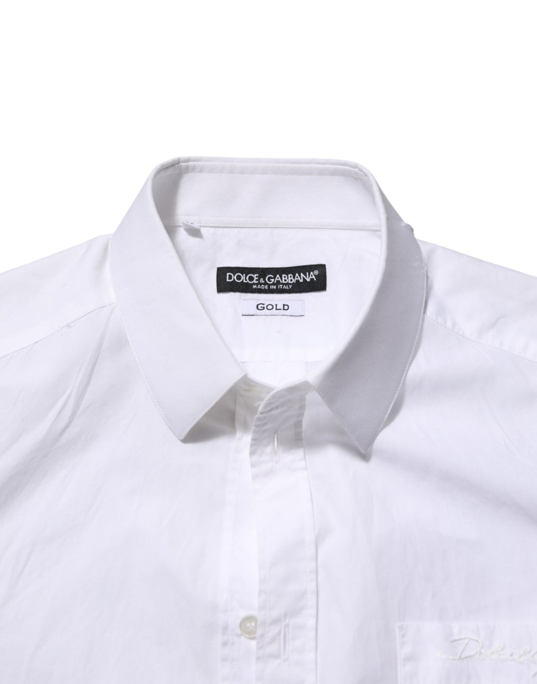 Dolce & Gabbana White Cotton Collared Men GOLD Dress Shirt - RIMODA