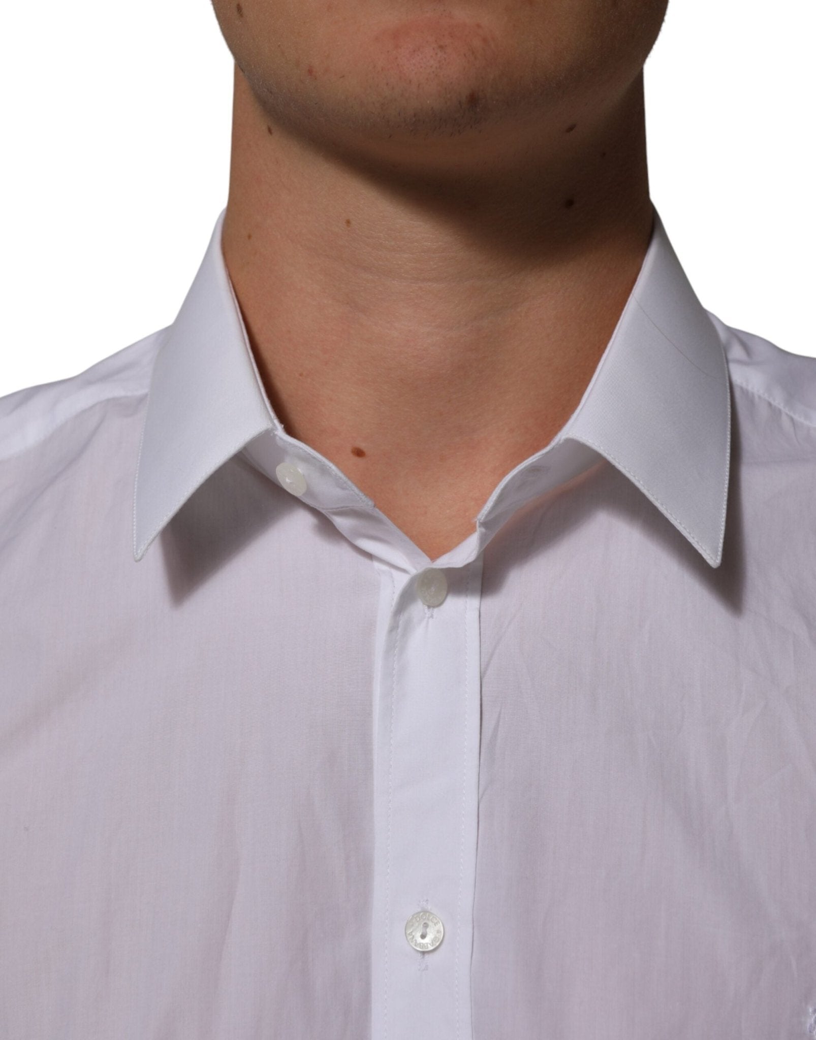 Dolce & Gabbana White Cotton Collared Men MARTINI Dress Shirt - RIMODA