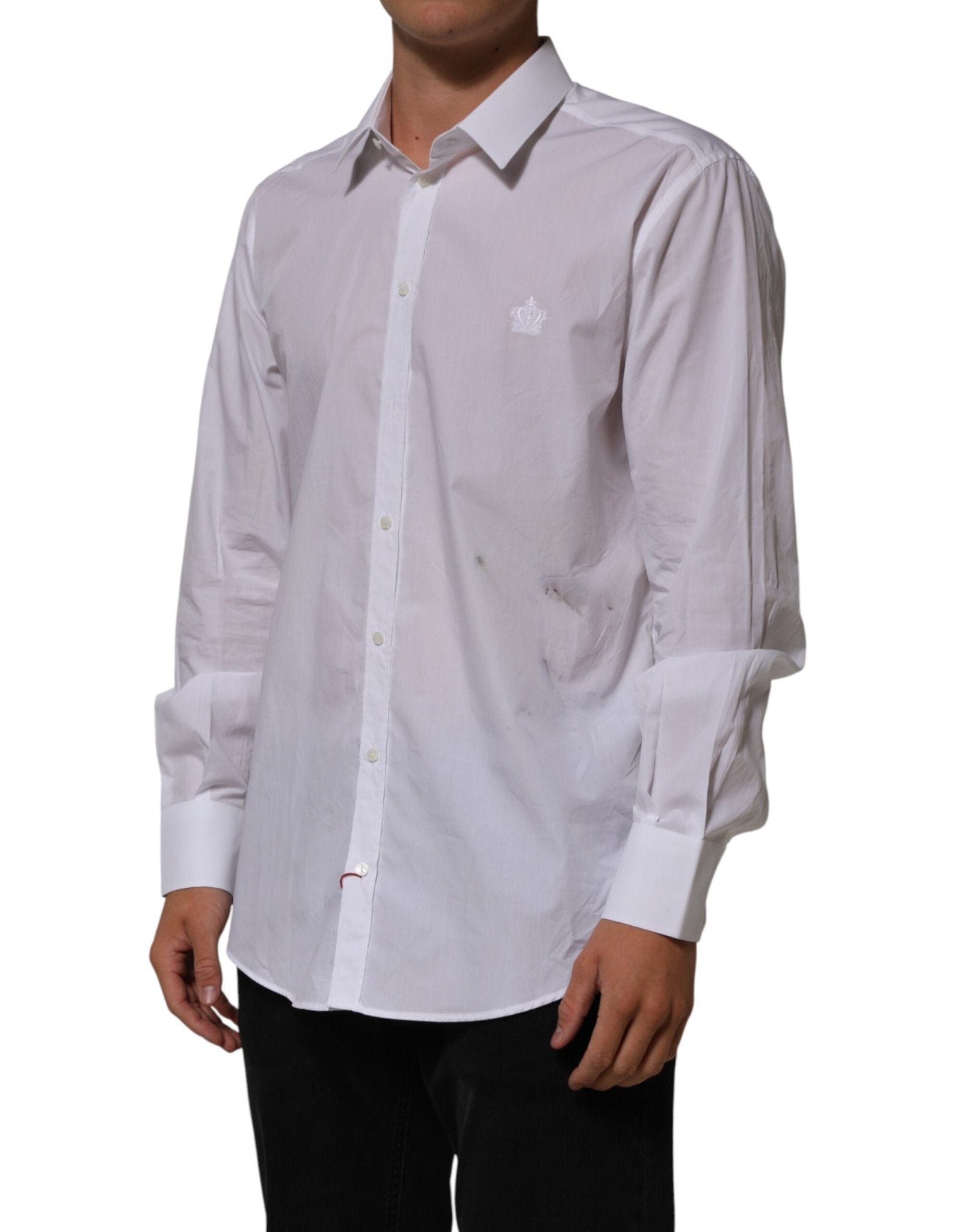 Dolce & Gabbana White Cotton Collared Men MARTINI Dress Shirt - RIMODA
