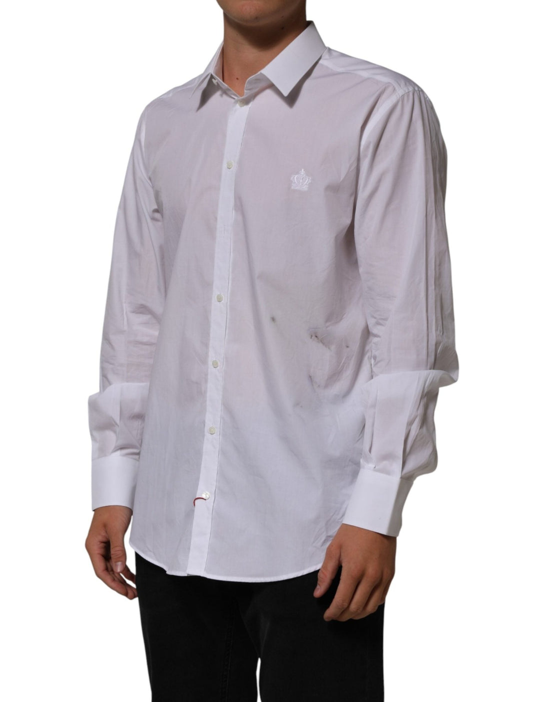 Dolce & Gabbana White Cotton Collared Men MARTINI Dress Shirt - RIMODA