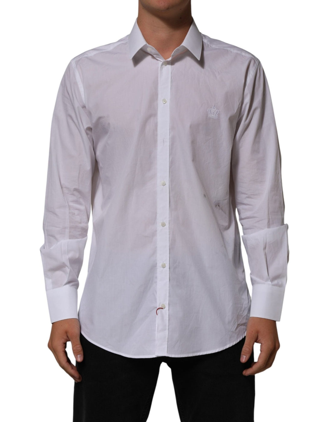 Dolce & Gabbana White Cotton Collared Men MARTINI Dress Shirt - RIMODA