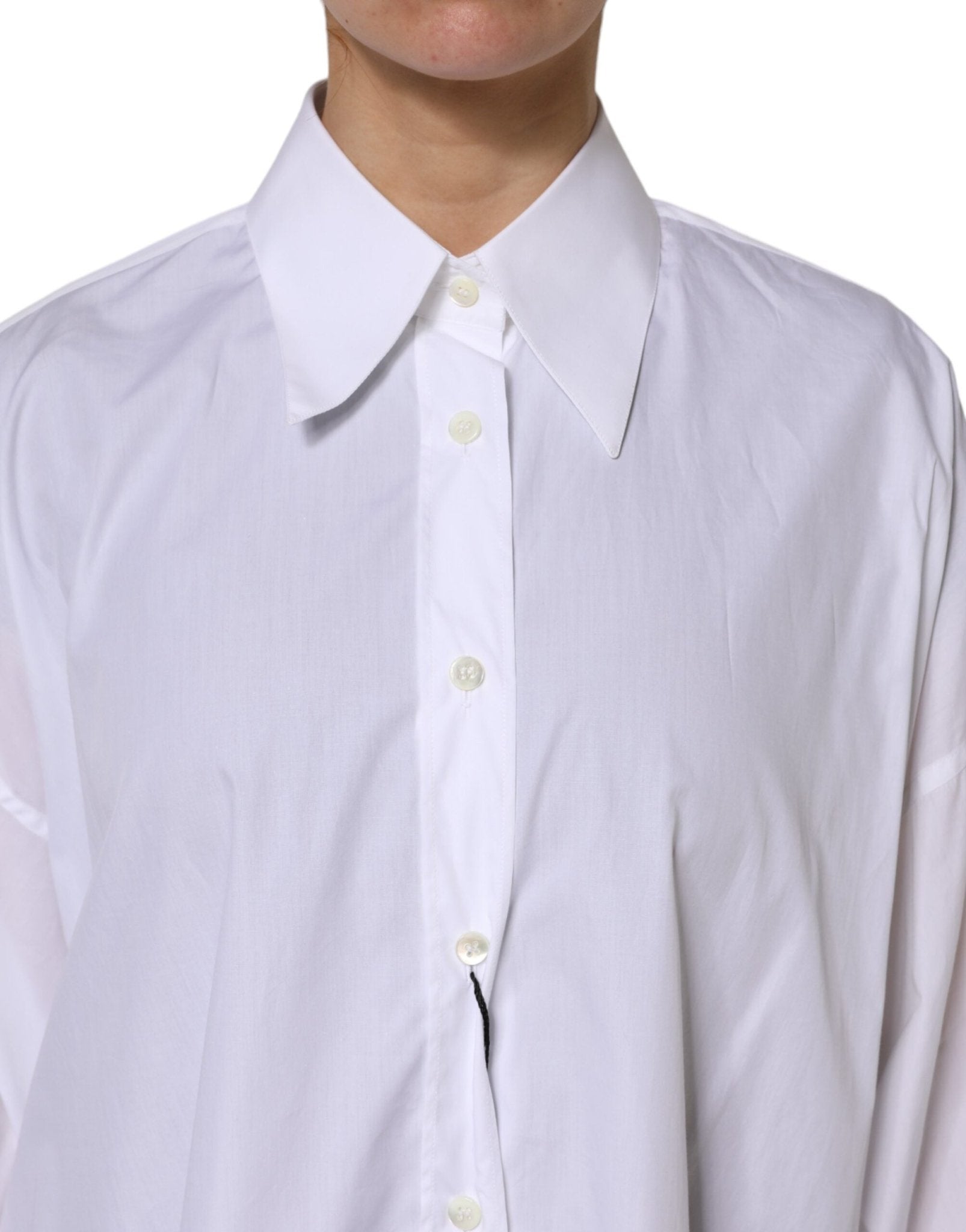 Dolce & Gabbana White Cotton Collared Shirt Long Sleeve Top - RIMODA
