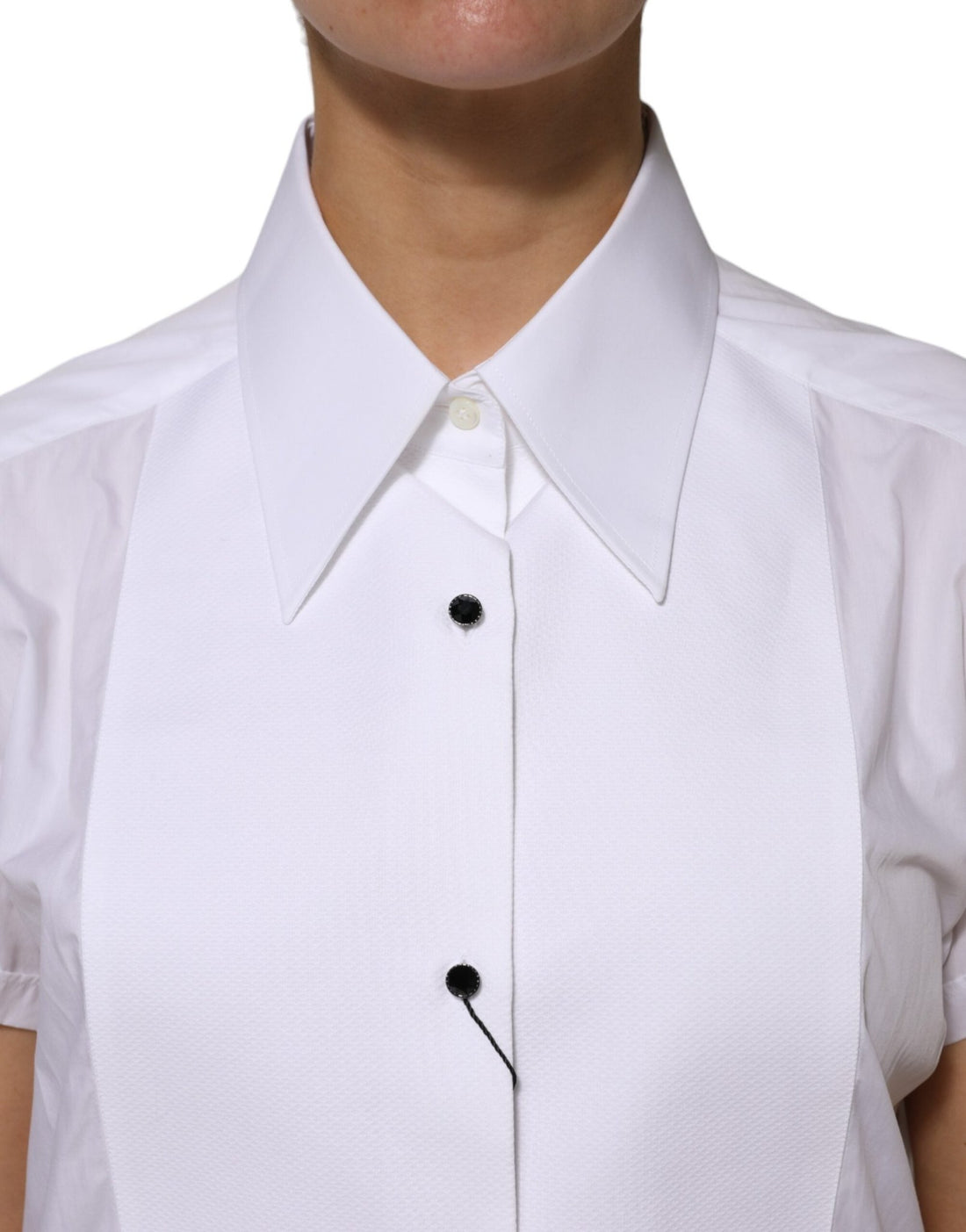 Dolce & Gabbana White Cotton Collared Short Sleeves Top - RIMODA